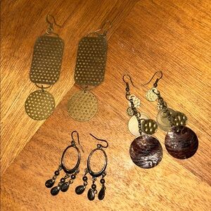 Three Unique Pairs of Earrings Minimalist Boho Boho Chic Casual